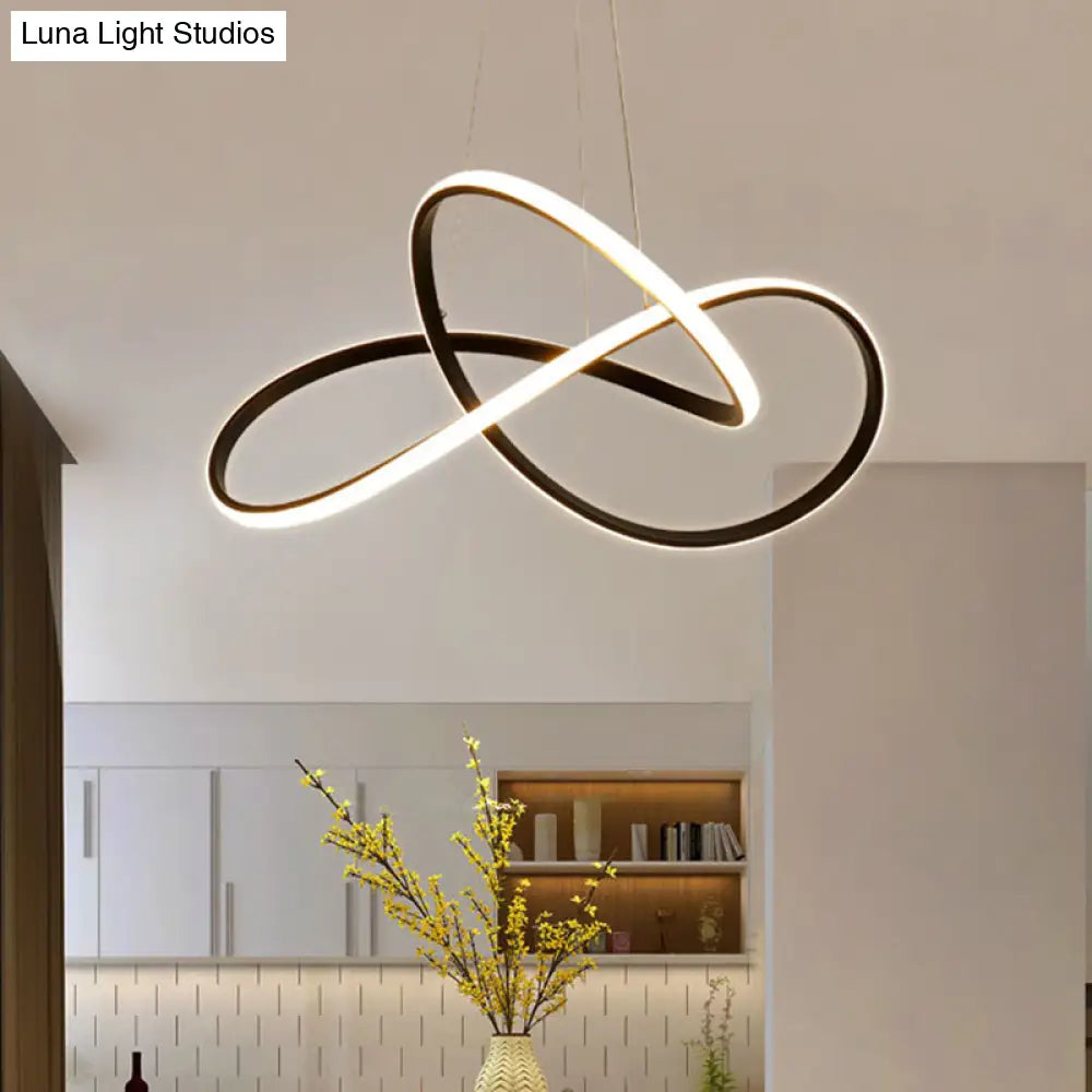 Cycle Pendant Light Fixture - Simplicity Acrylic Led Chandelier (Black/White) Warm/White