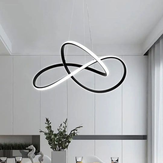 Cycle Pendant Light Fixture - Simplicity Acrylic Led Chandelier (Black/White) Warm/White