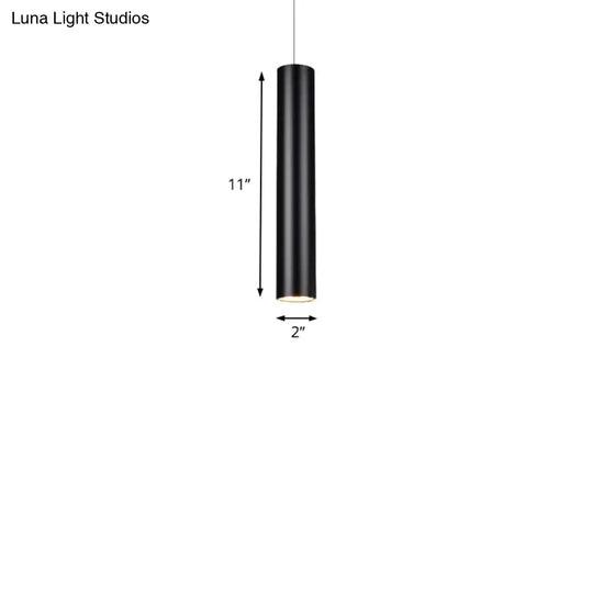 Cylinder Aluminum Pendant Lights - Minimalist Black Led Lighting For Dining Room (11’/19’/27’