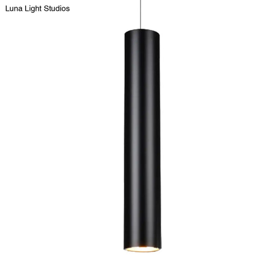 Cylinder Aluminum Pendant Lights - Minimalist Black Led Lighting For Dining Room (11’/19’/27’