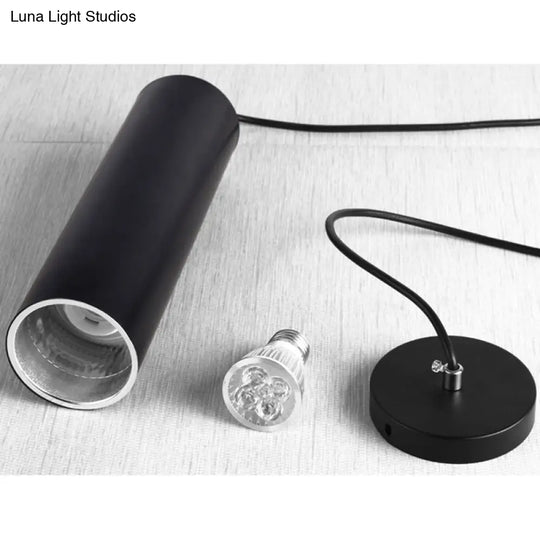 Cylinder Aluminum Pendant Lights - Minimalist Black Led Lighting For Dining Room (11’/19’/27’