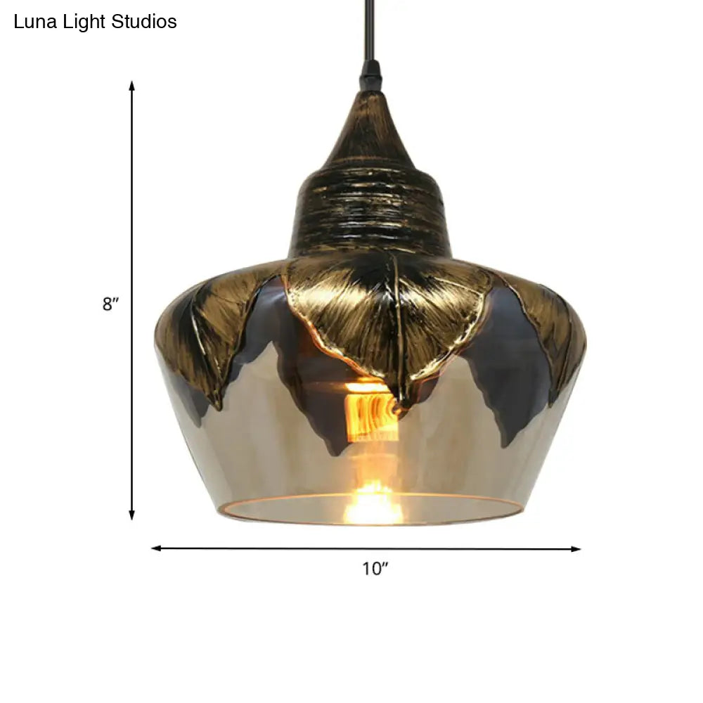 Clear Glass Colonial Pendant Hanging Lamp For Dining Room - 1 Head Cylinder/Barn/Mushroom Design