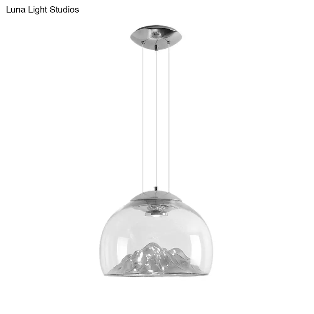 Cylinder/Semicircle Pendant Light - Modern Clear Glass Led Hanging Lamp For Dining Room