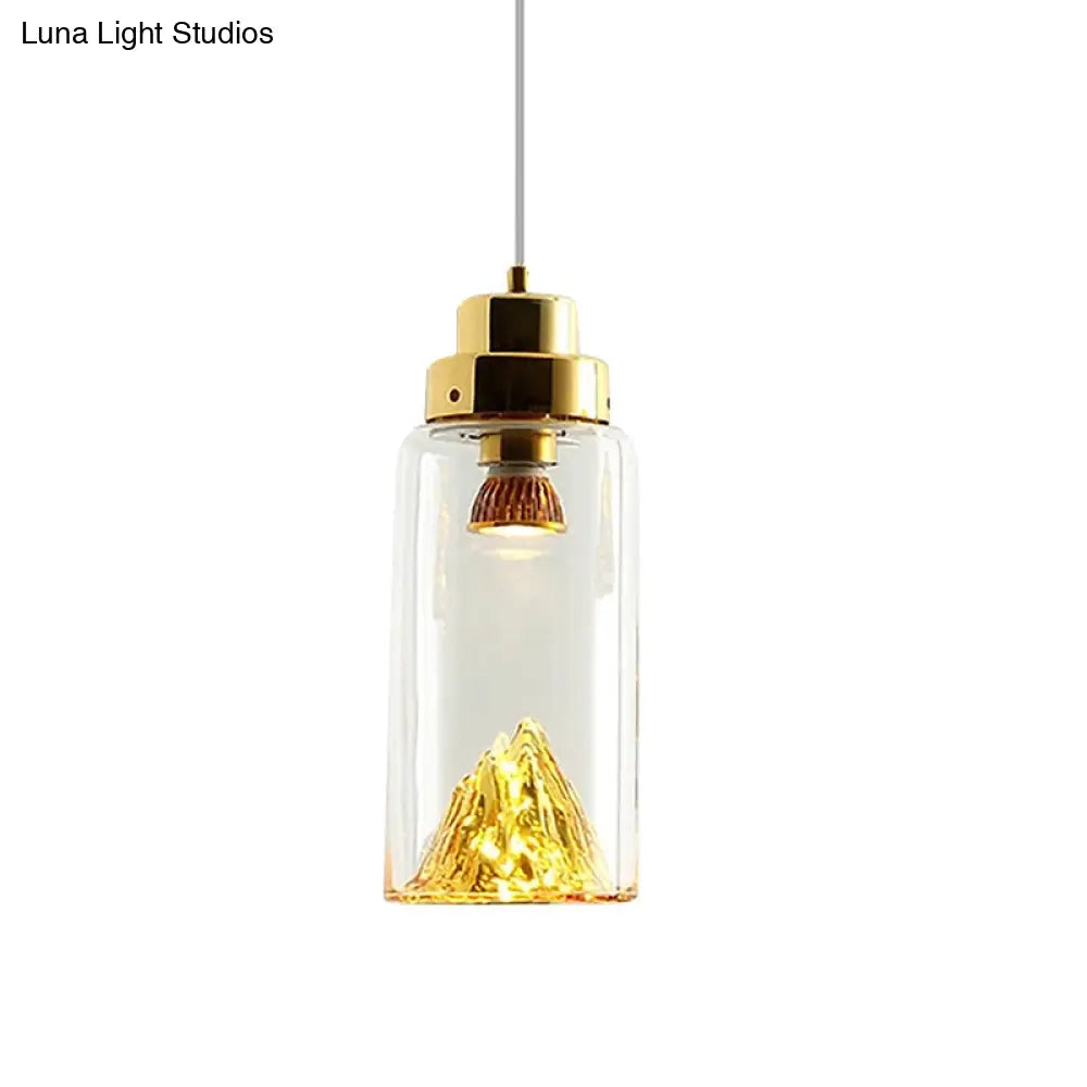 Modern Glass Led Pendant Light With Gold/Silver Frame For Dining Room