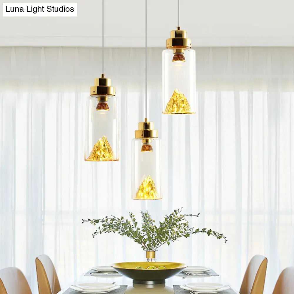 Modern Glass Led Pendant Light With Gold/Silver Frame For Dining Room