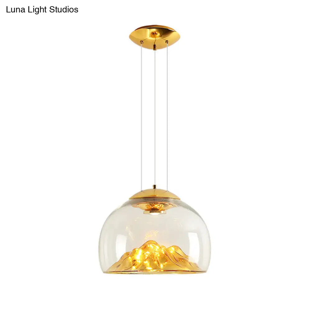 Modern Glass Led Pendant Light With Gold/Silver Frame For Dining Room