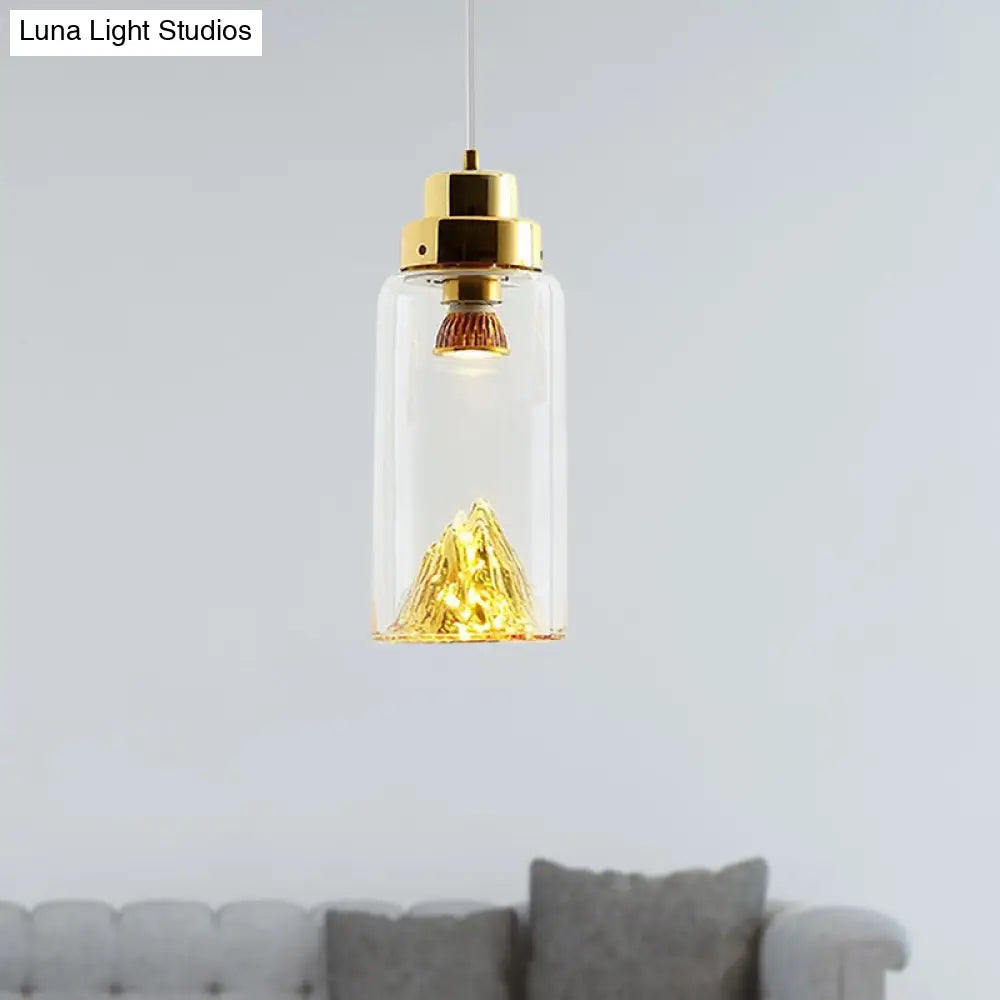 Modern Glass Led Pendant Light With Gold/Silver Frame For Dining Room