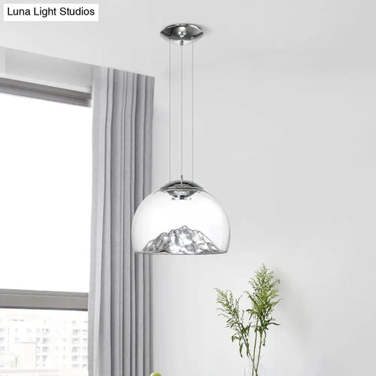 Modern Glass Led Pendant Light With Gold/Silver Frame For Dining Room