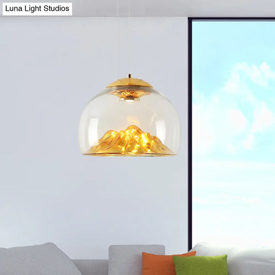 Cylinder/Semicircle Pendant Light - Modern Clear Glass Led Hanging Lamp For Dining Room