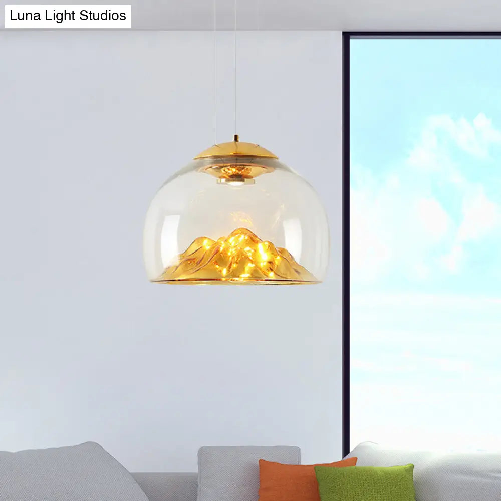 Modern Glass Led Pendant Light With Gold/Silver Frame For Dining Room