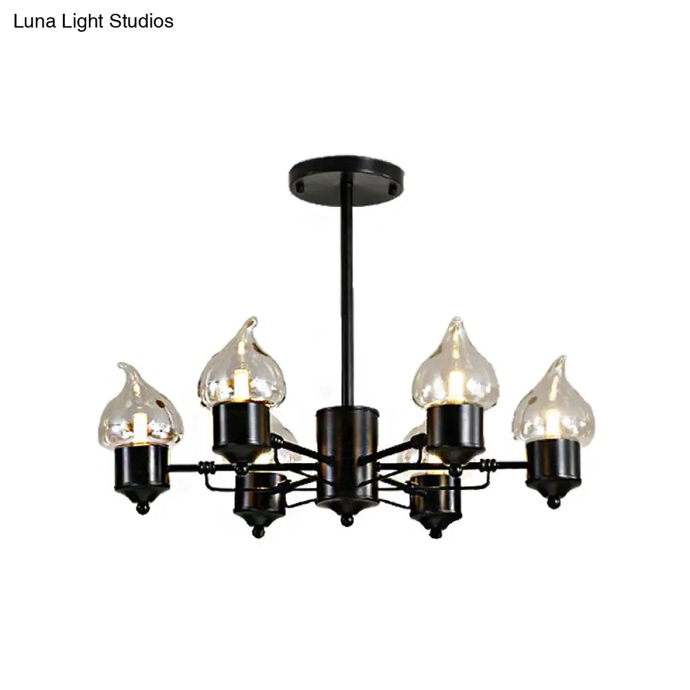 Cylindrical Glass Pendant Chandelier With Industrial 3/6 Lights - Ideal For Living Room Includes