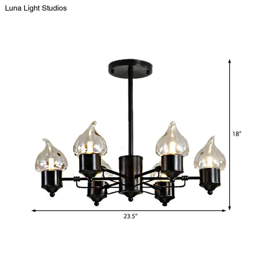 Cylindrical Glass Pendant Chandelier With Industrial 3/6 Lights - Ideal For Living Room Includes