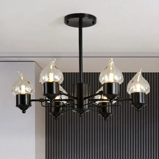 Cylindrical Glass Pendant Chandelier With Industrial 3/6 Lights - Ideal For Living Room Includes