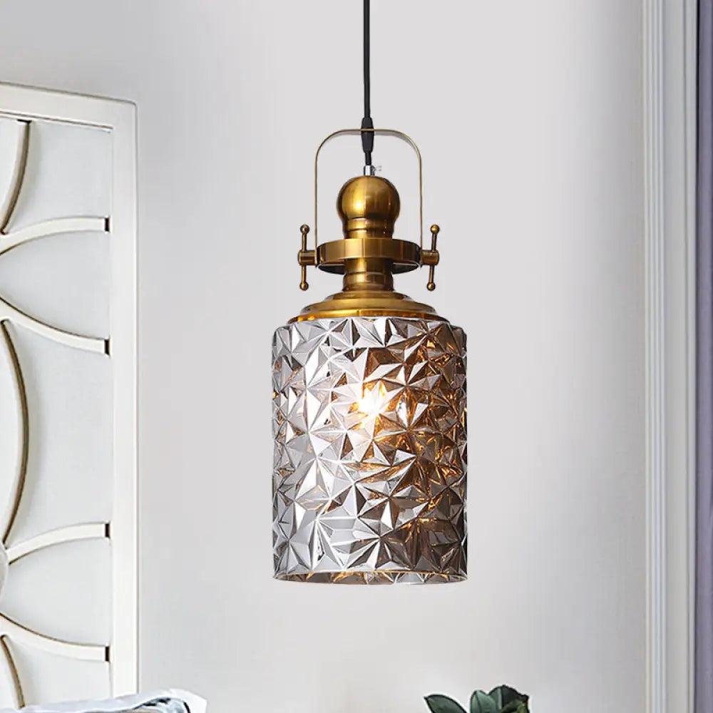 Cylindrical Glass Pendant Lighting For Restaurants - Rust/Chrome/Gold Finish Chrome