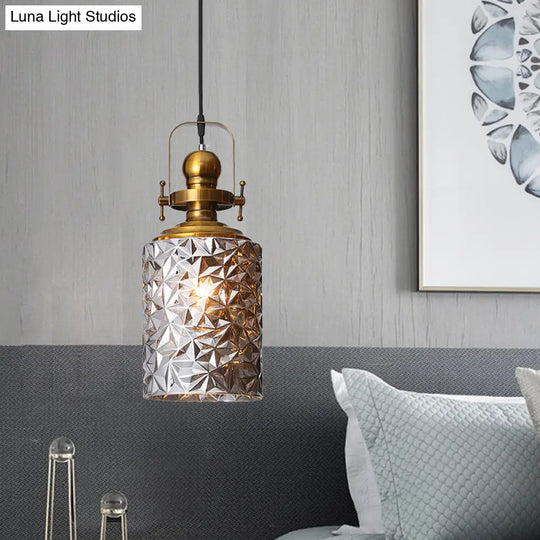 Cylindrical Glass Pendant Lighting For Restaurants - Rust/Chrome/Gold Finish