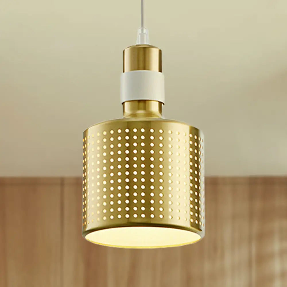 Cylindrical Industrial Metal Pendant Light - Stylish Ceiling Fixture For Living Room With 1