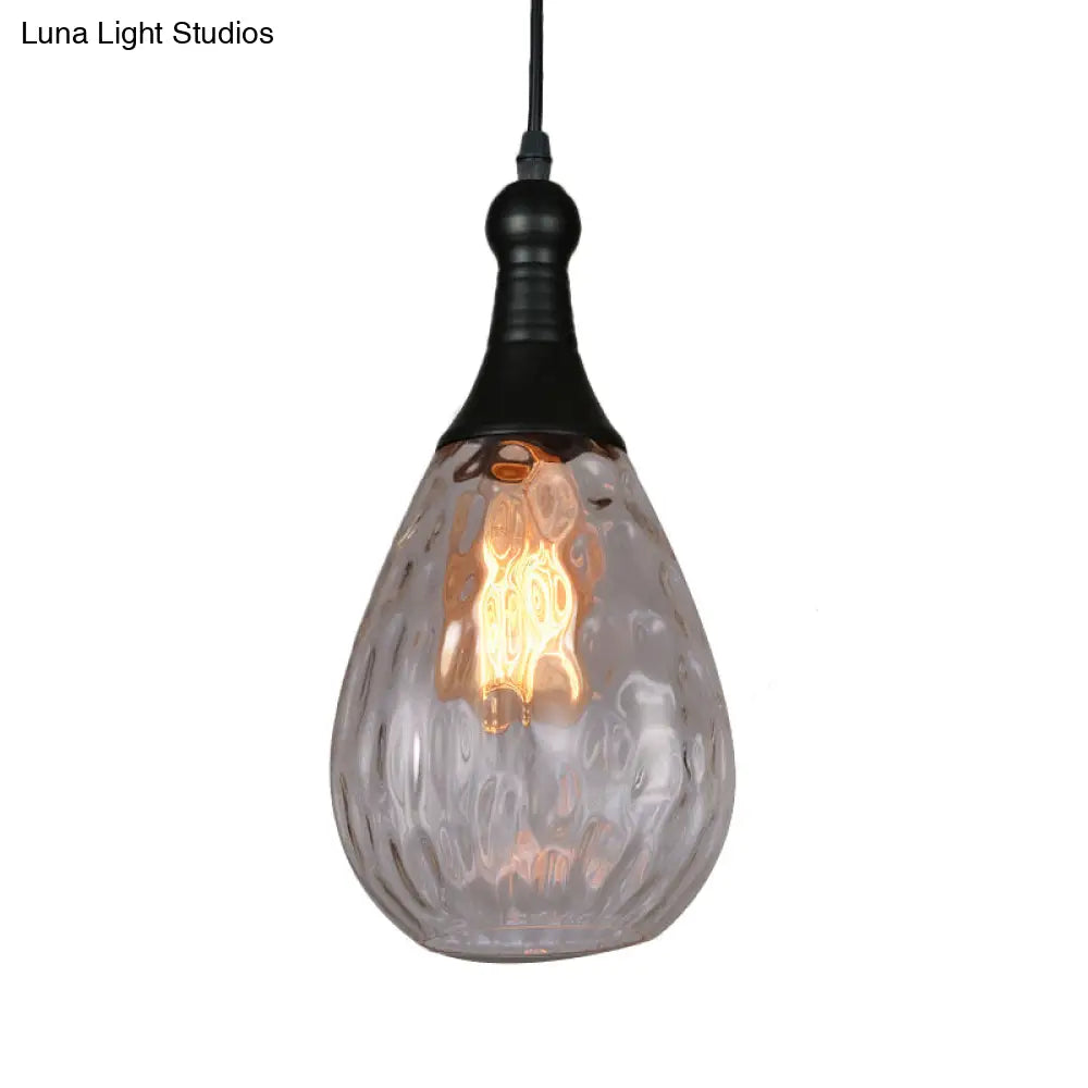 Daisy - Industrial Black/Brass Teardrop Ceiling Light Clear/Amber/Grey Water Glass 1-Light Bedroom