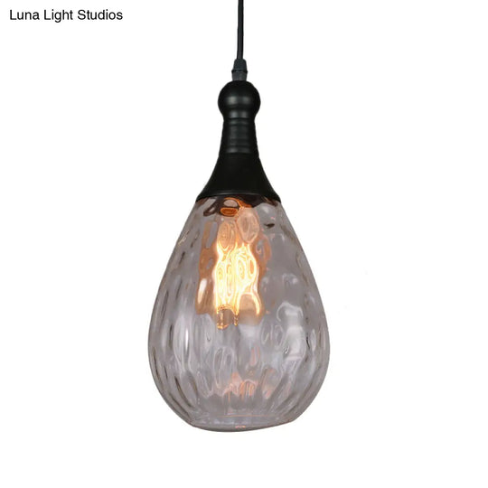 Daisy - Industrial Black/Brass Teardrop Ceiling Light Clear/Amber/Grey Water Glass 1-Light Bedroom