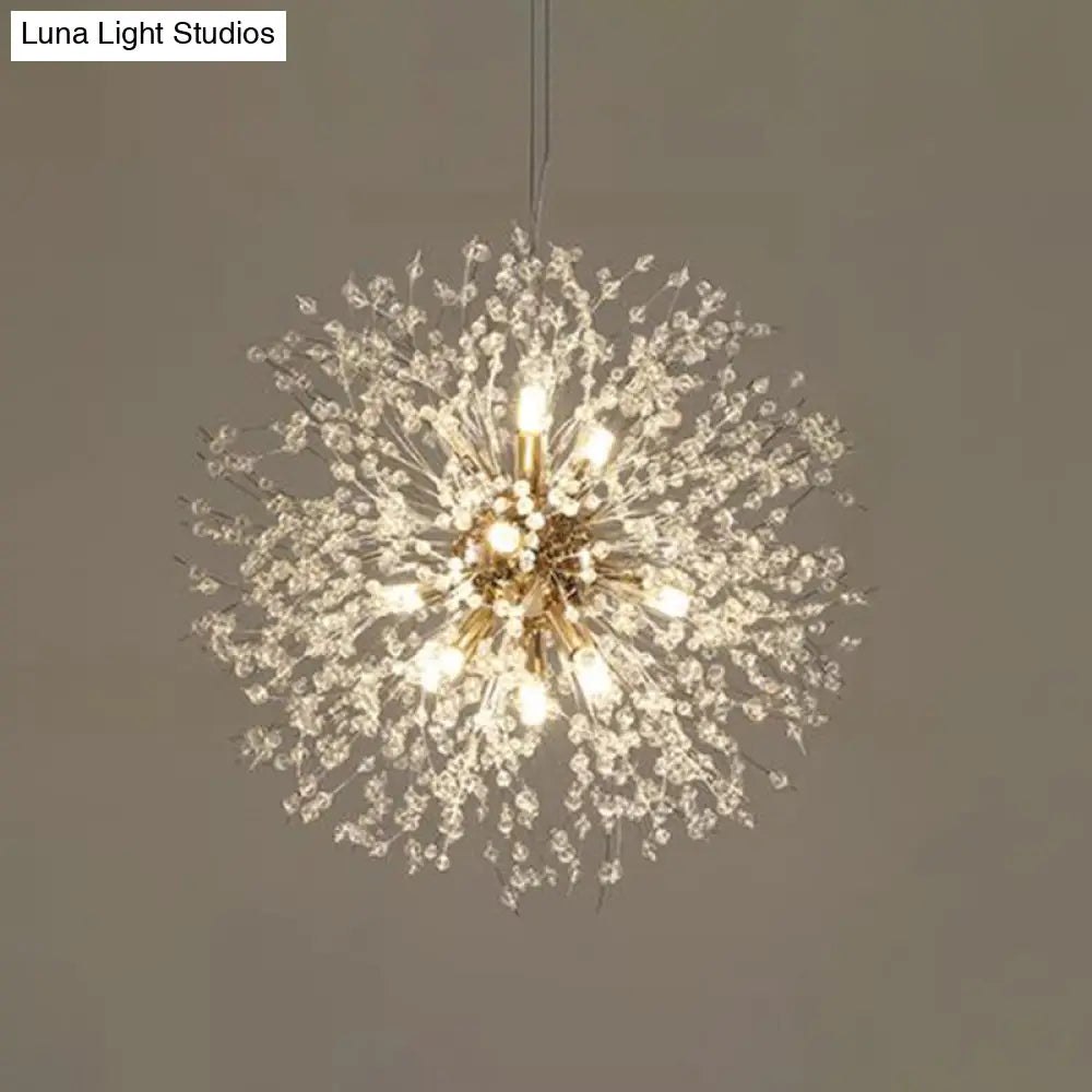 Dandelion Crystal Orb Ceiling Chandelier - Modern Light Fixture For Living Room