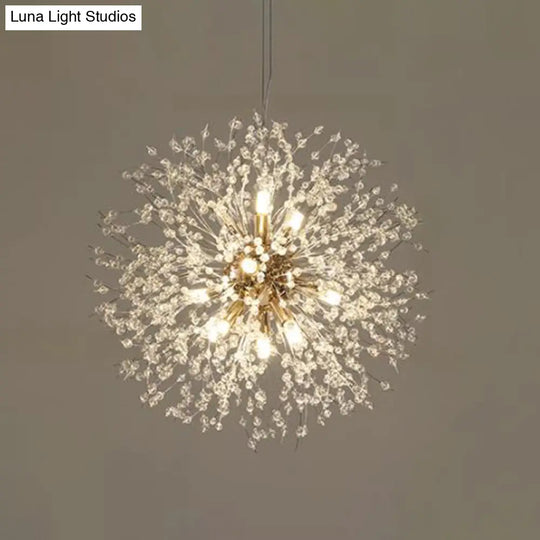 Dandelion Crystal Orb Ceiling Chandelier - Modern Light Fixture For Living Room