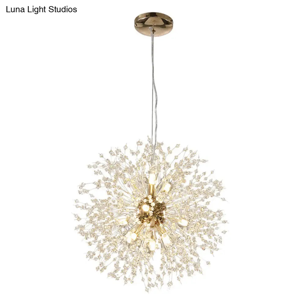 Dandelion Crystal Orb Ceiling Chandelier - Modern Light Fixture For Living Room