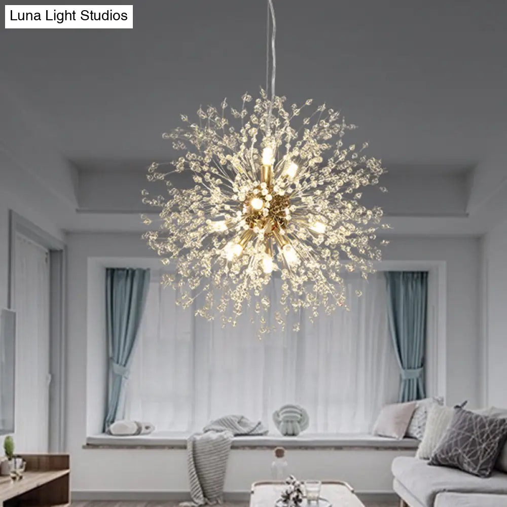 Dandelion Crystal Orb Ceiling Chandelier - Modern Light Fixture For Living Room