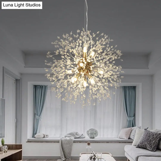 Dandelion Crystal Orb Ceiling Chandelier - Modern Light Fixture For Living Room