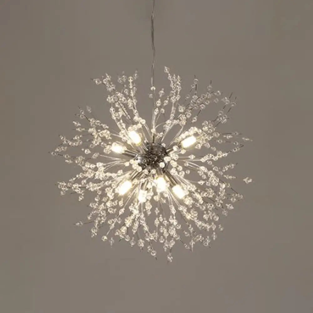 Dandelion Crystal Orb Ceiling Chandelier - Modern Light Fixture For Living Room 8 / Gold Round