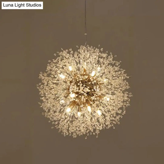 Dandelion Crystal Orb Ceiling Chandelier - Modern Light Fixture For Living Room