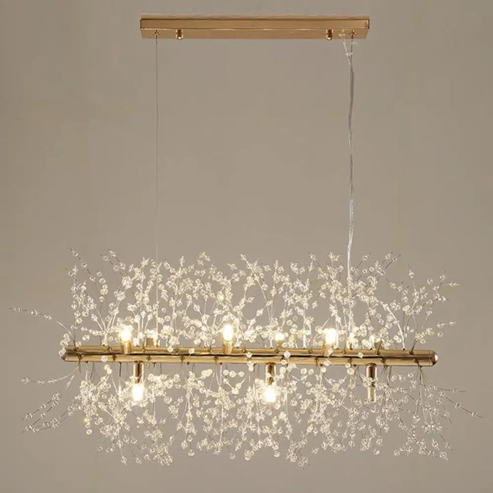 Dandelion Crystal Orb Ceiling Chandelier - Modern Light Fixture For Living Room 9 / Gold Linear