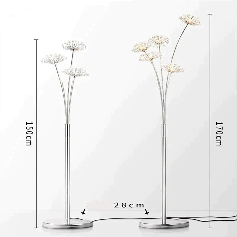 Dandelion Floor Lamp Ins Wind Minimalist Vertical Personality Living Room Bedroom Crystal Decorative