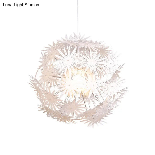 Dandelion Modern Bedroom Pendant: White Acrylic Hanging Light Kit - 1-Bulb 19’/23.5’ Wide’