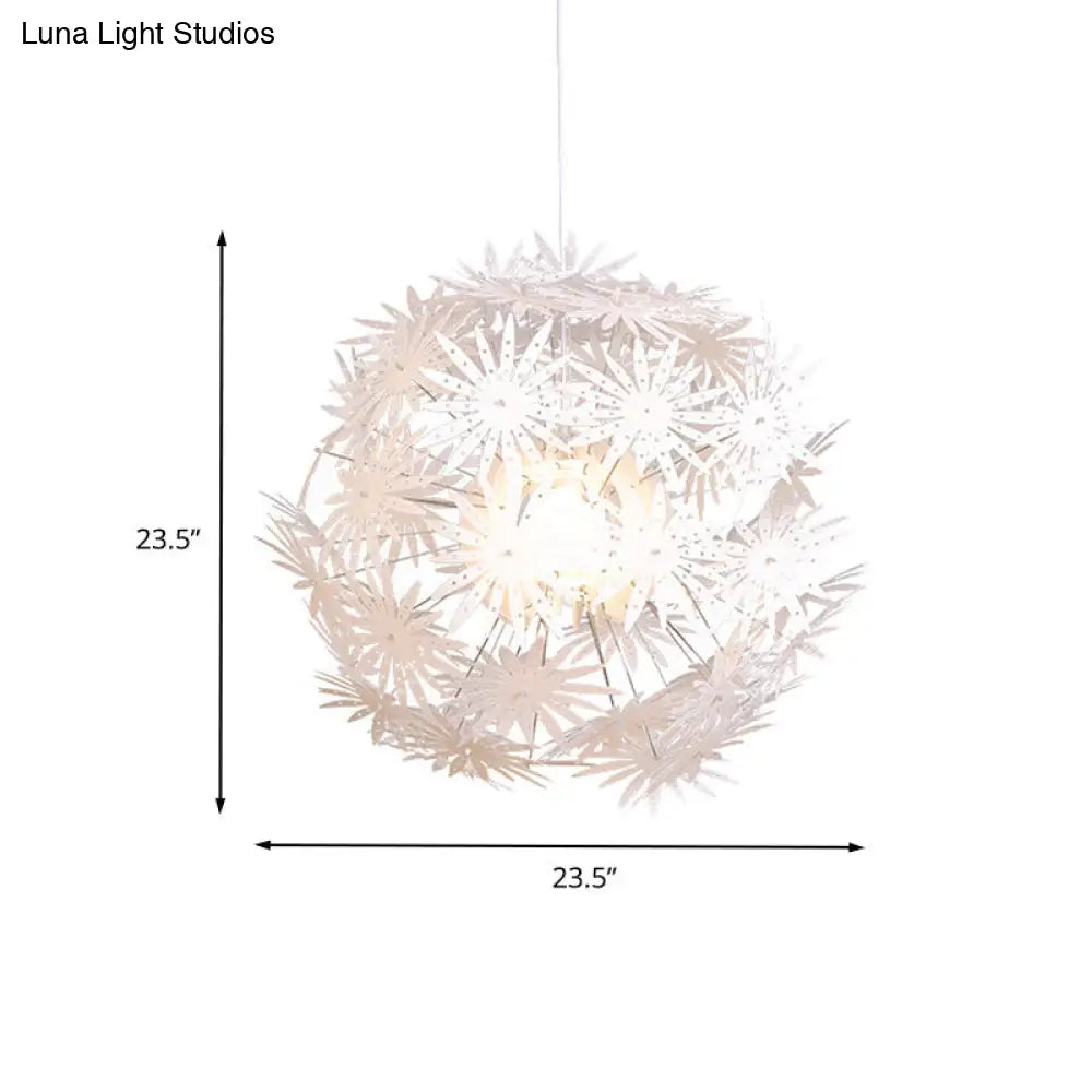 Dandelion 1-Bulb Modern Hanging Light Kit In White - Acrylic 19/23.5 Wide For Bedroom Ceiling