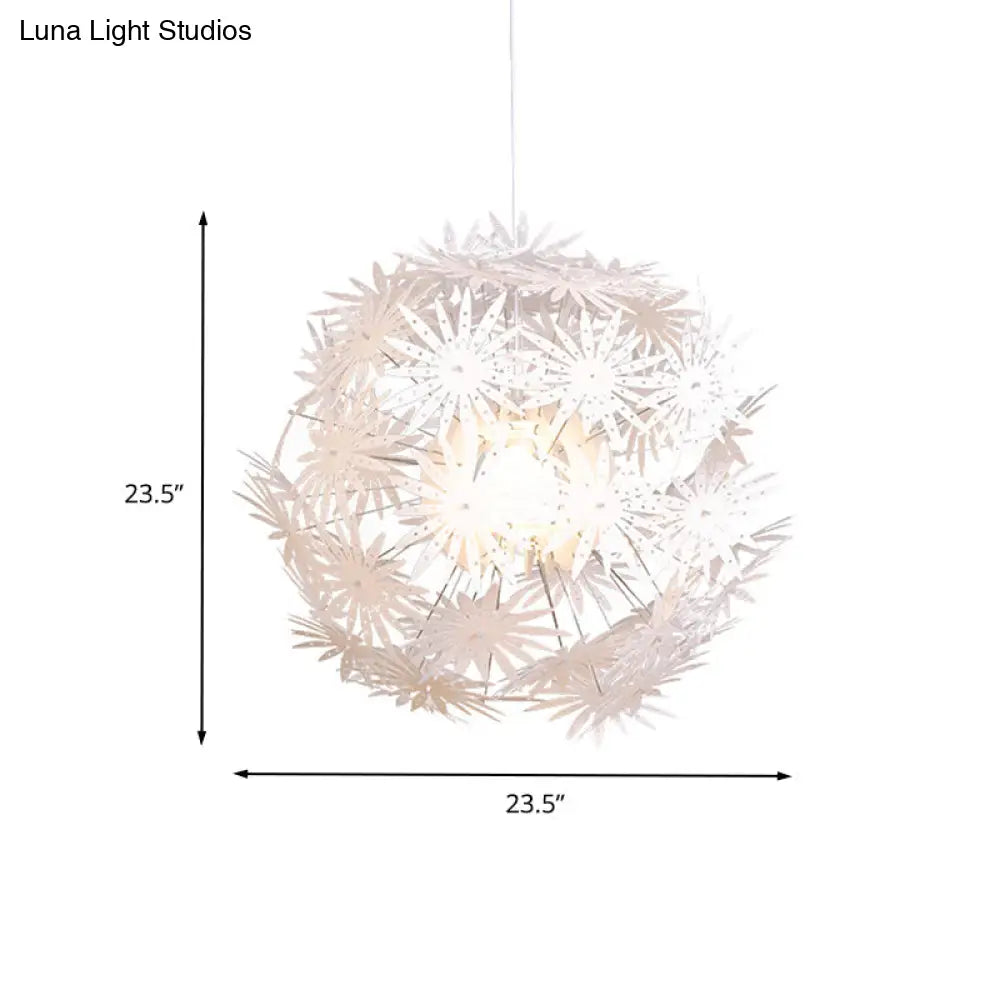 Dandelion Modern Bedroom Pendant: White Acrylic Hanging Light Kit - 1-Bulb 19’/23.5’ Wide’