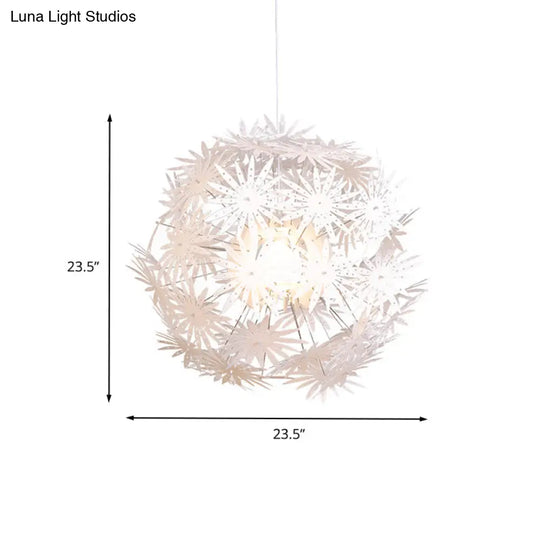 Dandelion Modern Bedroom Pendant: White Acrylic Hanging Light Kit - 1-Bulb 19’/23.5’ Wide’