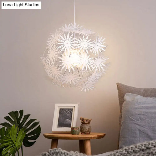 Dandelion 1-Bulb Modern Hanging Light Kit In White - Acrylic 19/23.5 Wide For Bedroom Ceiling