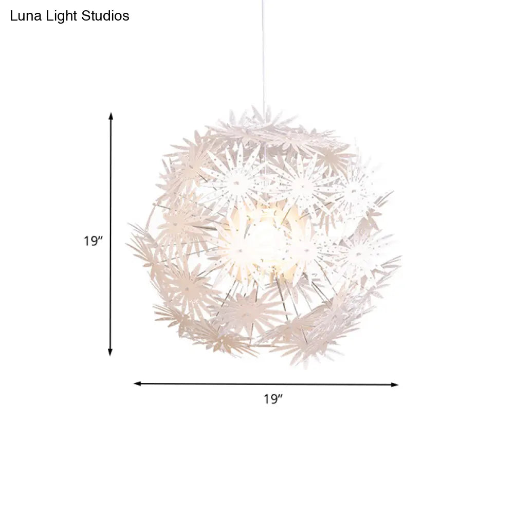 Dandelion Modern Bedroom Pendant: White Acrylic Hanging Light Kit - 1-Bulb 19’/23.5’ Wide’