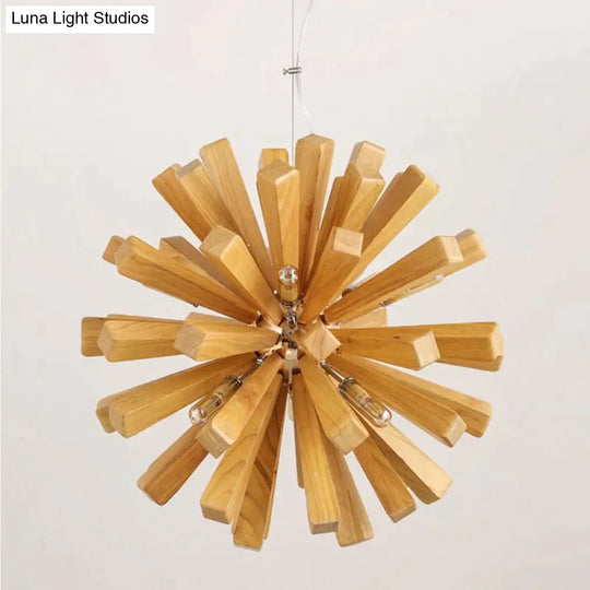 Dandelion Wooden Pendant Lights Hanging Solid Wood Lamps Dinning Room Restaurant Fixtures Indoor