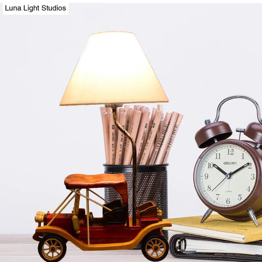 Dark Cartoon Car Desk Lamp - Resin 1-Light Light For Boys Bedroom