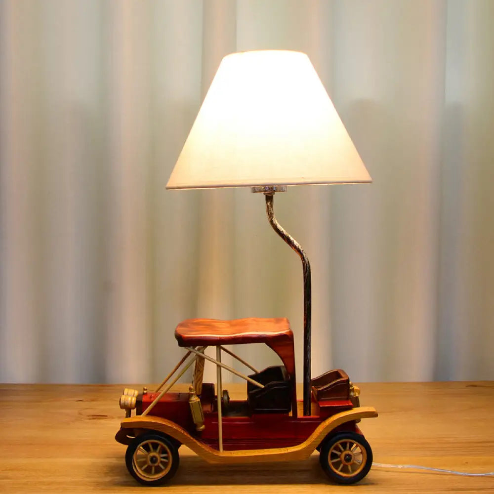 Dark Cartoon Car Desk Lamp - Resin 1-Light Light For Boys Bedroom Red