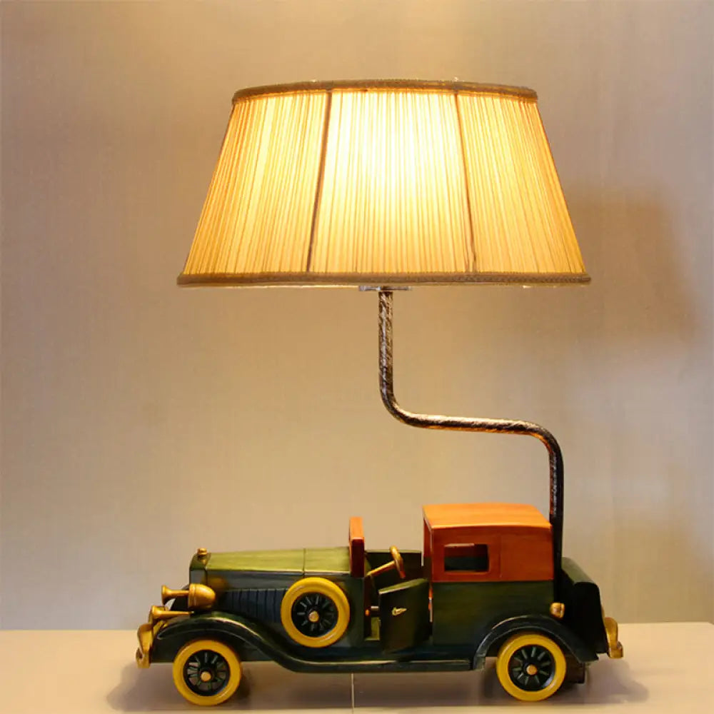 Dark Cartoon Car Desk Lamp - Resin 1-Light Light For Boys Bedroom Yellow