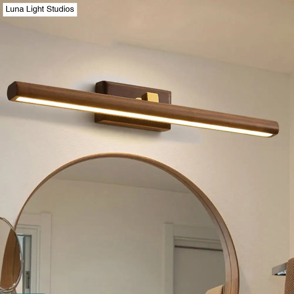 Dark Wood Nordic Linear Wall Sconce Bathroom Led Light With Acrylic Shade