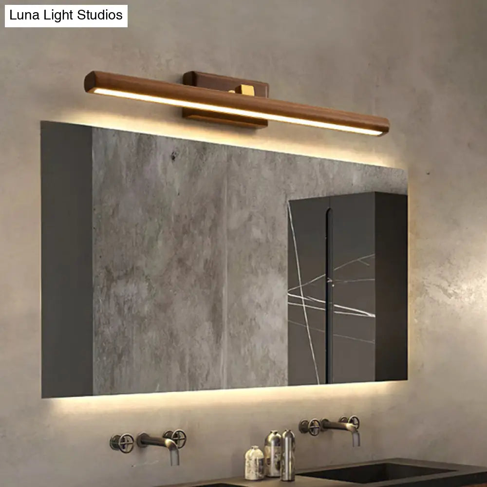 Dark Wood Nordic Linear Wall Sconce Bathroom Led Light With Acrylic Shade