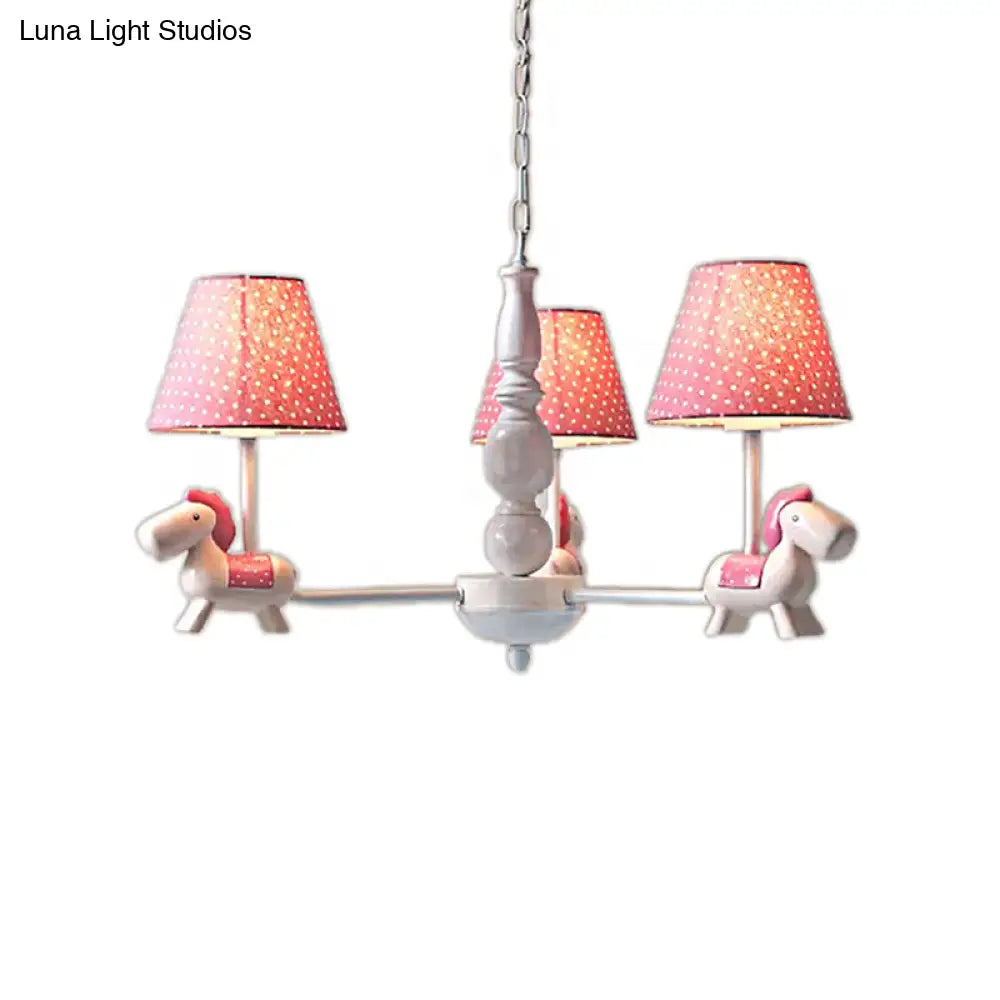 Darling Pony Chandelier: Metal Hanging Light With Dot Shade For Kindergarten Playrooms