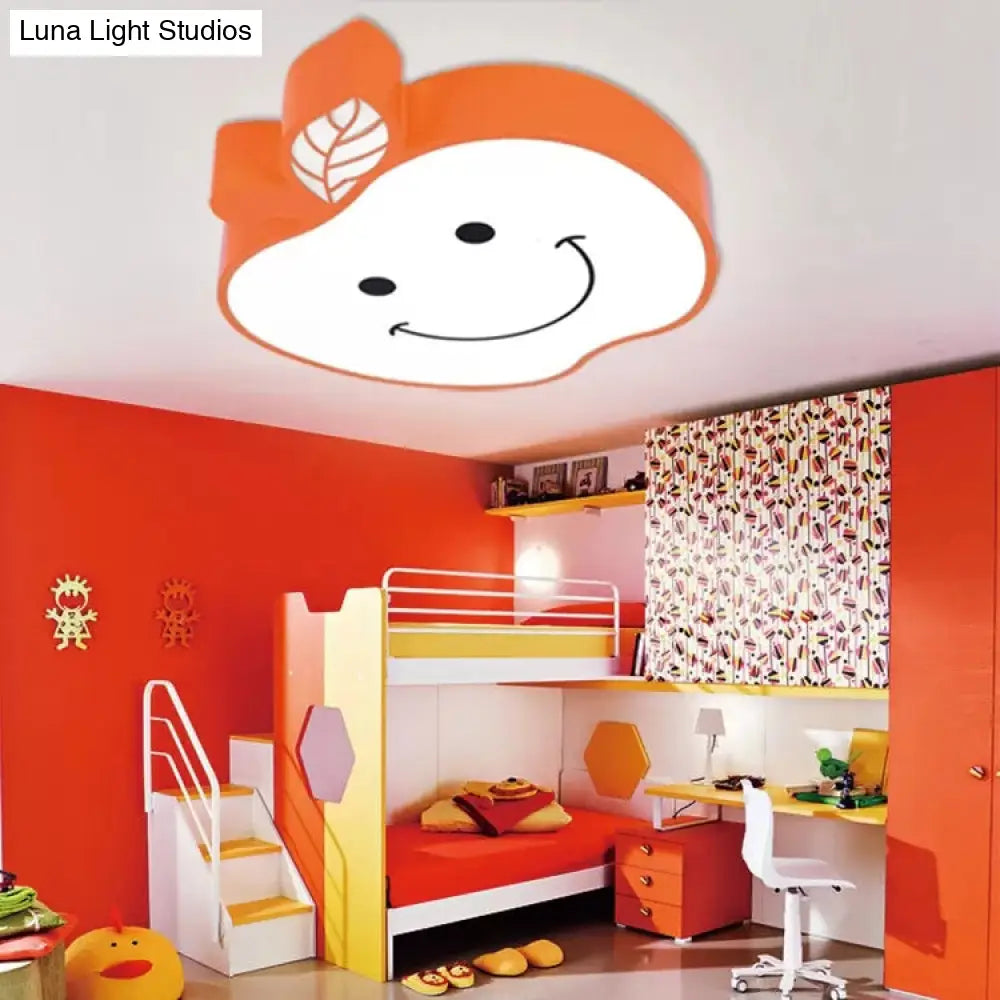 Darling Smiling Apple Ceiling Light For Childs Bedroom - Acrylic Metal Flush Mount