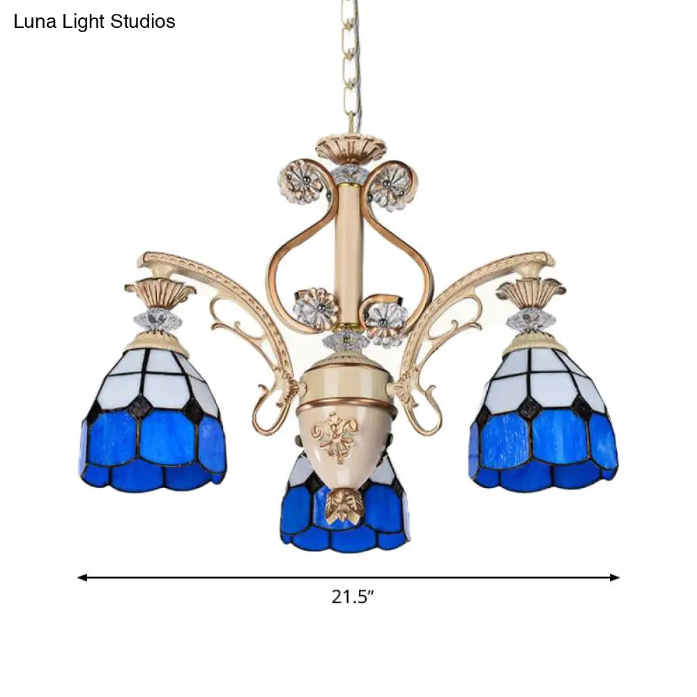 Dazzling Baroque Chandelier In Blue With Cut Glass Pendants - Available 5 9 Or 11 Lights 3 Sizes