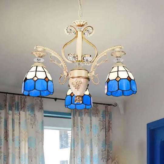 Dazzling Baroque Chandelier In Blue With Cut Glass Pendants - Available 5 9 Or 11 Lights 3 Sizes /