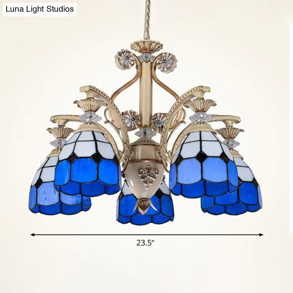 Dazzling Baroque Chandelier In Blue With Cut Glass Pendants - Available 5 9 Or 11 Lights 3 Sizes