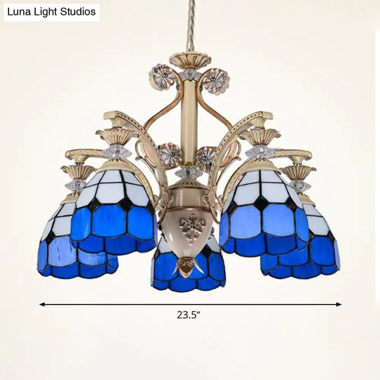 Dazzling Baroque Chandelier In Blue With Cut Glass Pendants - Available 5 9 Or 11 Lights 3 Sizes