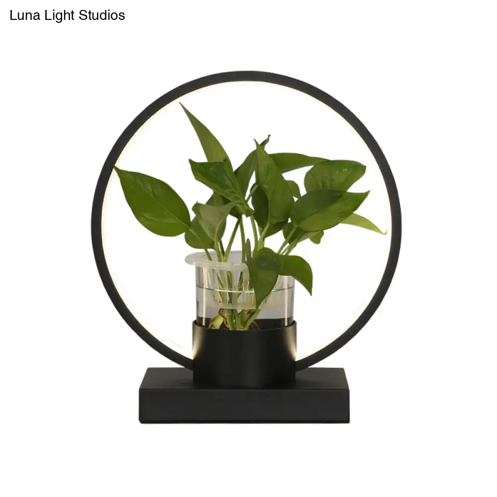 Decorative Aluminum Led Night Lamp With Glass Plant Cup